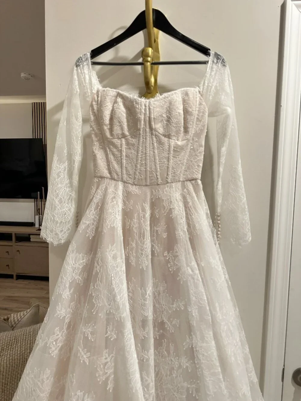 Wtoo Watters Anthropologie Pendant Wedding Ball Gown Ivory-Blush Size US 4 NWT